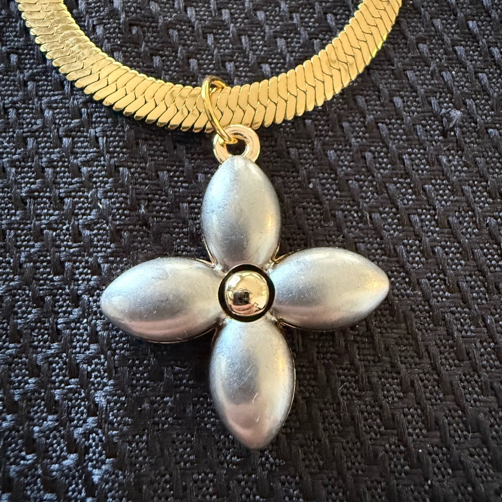 Jennifer Zeuner Karli Gold Necklace with 2-Toned Charm - Picture 2 of 11